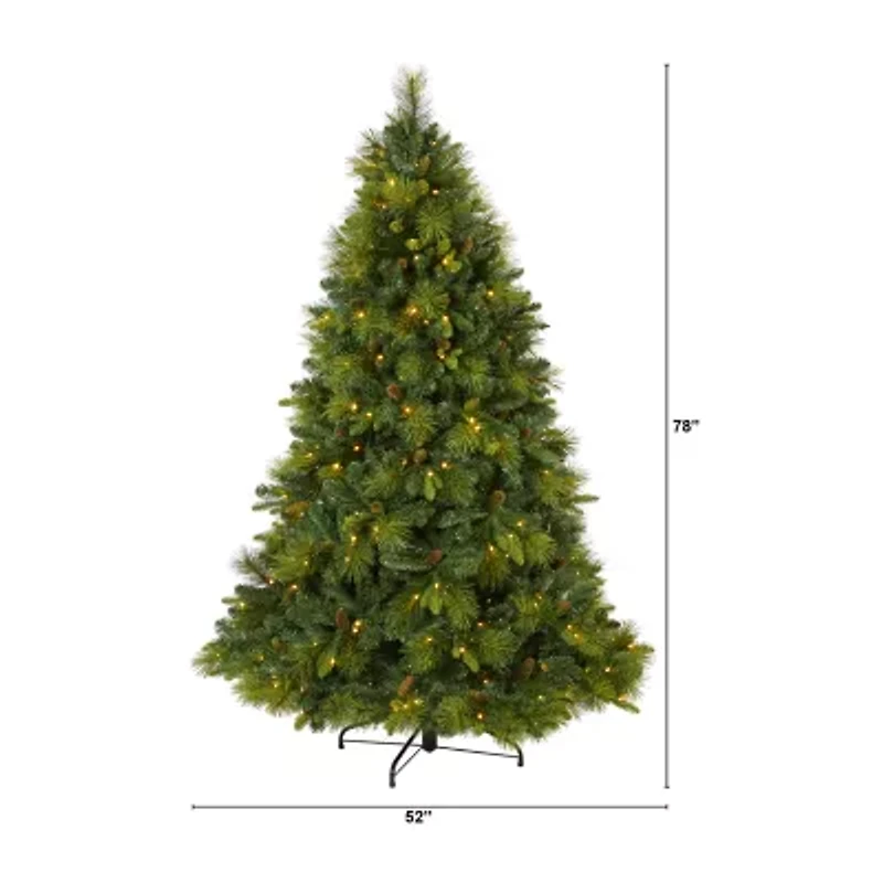 Nearly Natural North Carolina Mixed Faux / Foot Pre-Lit Pine Christmas Tree
