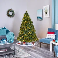 Nearly Natural North Carolina Mixed Faux / Foot Pre-Lit Pine Christmas Tree