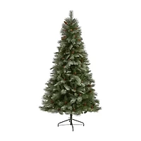 Nearly Natural Snowed Mountain 7 Foot Pine Christmas Tree
