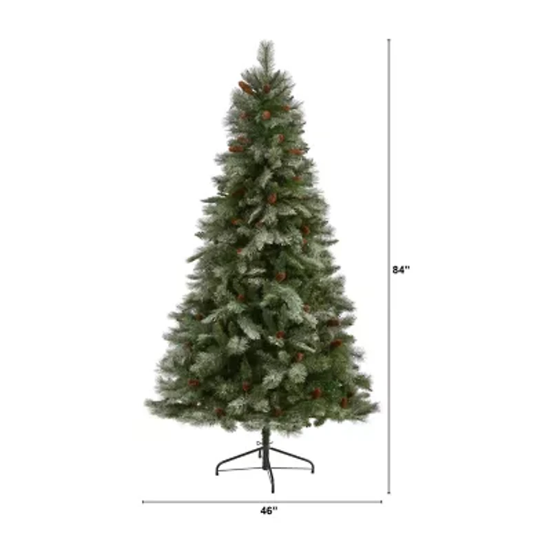 Nearly Natural Snowed Mountain 7 Foot Pine Christmas Tree