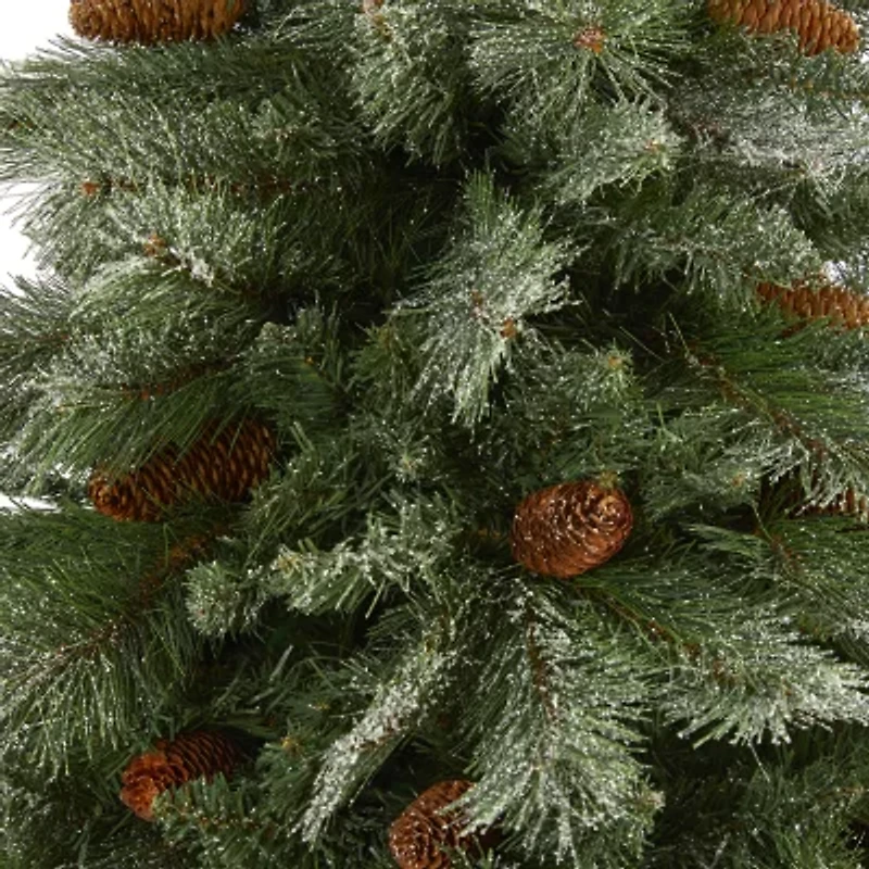 Nearly Natural Snowed Mountain 7 Foot Pine Christmas Tree