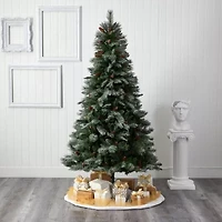 Nearly Natural Snowed Mountain 7 Foot Pine Christmas Tree