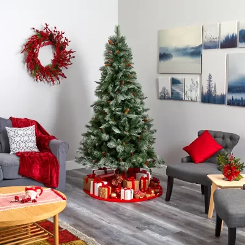 Nearly Natural Snowed Mountain 7 Foot Pine Christmas Tree