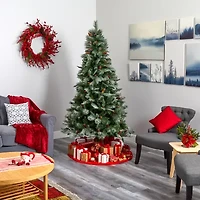 Nearly Natural Snowed Mountain 7 Foot Pine Christmas Tree