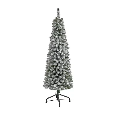 Nearly Natural Flocked Pencil 5 Foot Christmas Tree