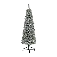 Nearly Natural Flocked Pencil 5 Foot Christmas Tree