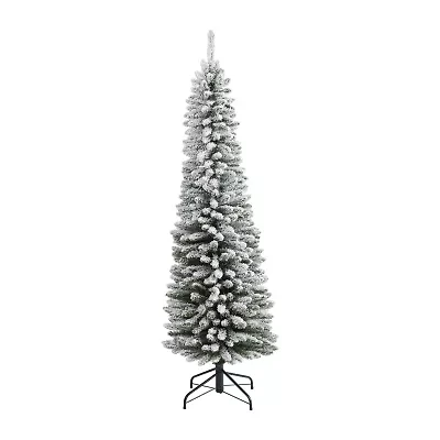 Nearly Natural Flocked Pencil 6 Foot Christmas Tree