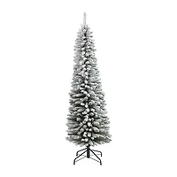 Nearly Natural Flocked Pencil 6 Foot Christmas Tree