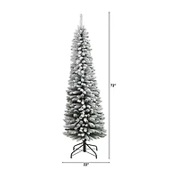 Nearly Natural Flocked Pencil 6 Foot Christmas Tree
