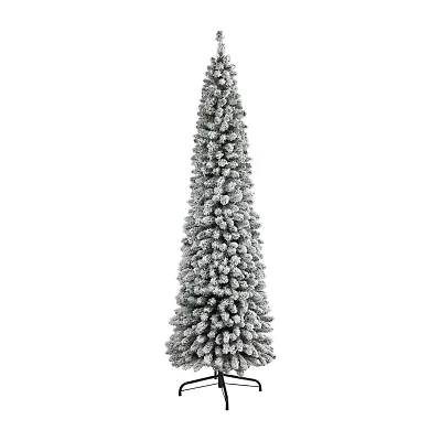 Nearly Natural Flocked Pencil 7 Foot Christmas Tree