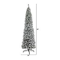 Nearly Natural Flocked Pencil 7 Foot Christmas Tree
