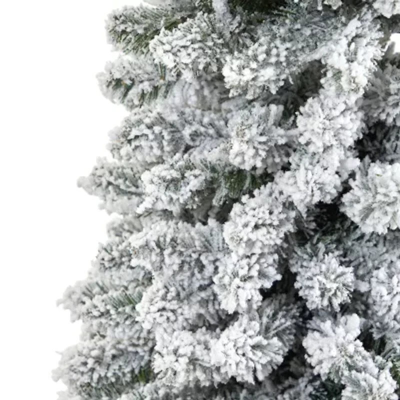 Nearly Natural Flocked Pencil 7 Foot Christmas Tree