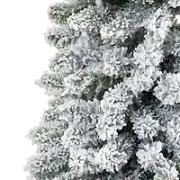 Nearly Natural Flocked Pencil 7 Foot Christmas Tree