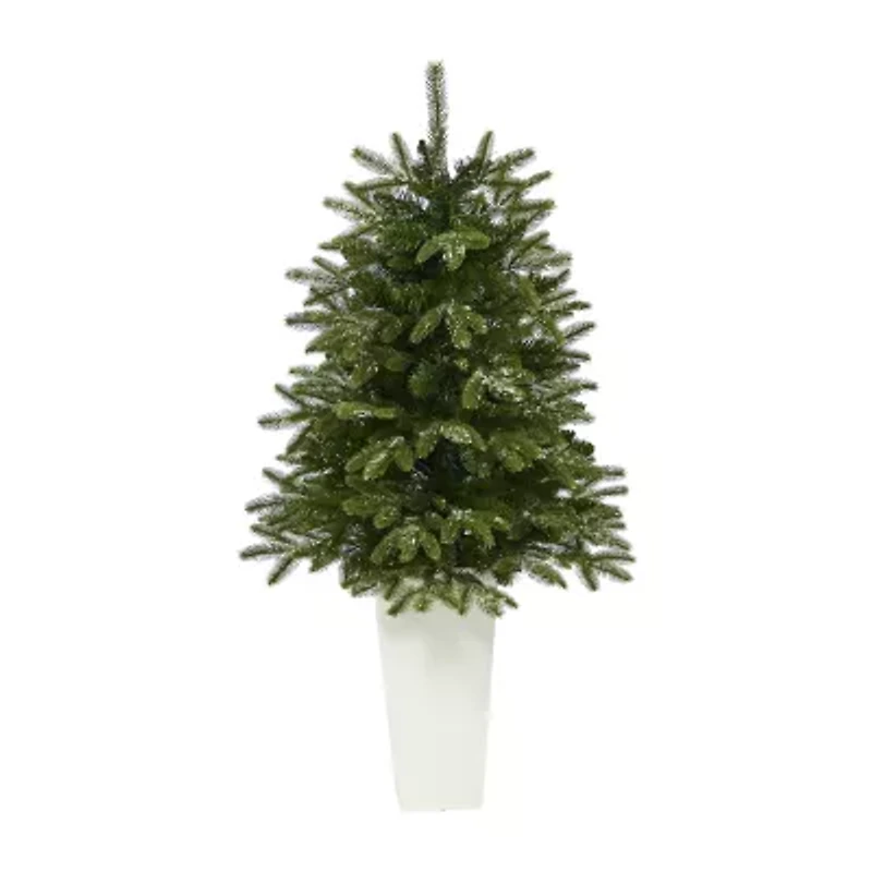 Nearly Natural Snowed 4 Foot Pre-Lit Fir Christmas Tree