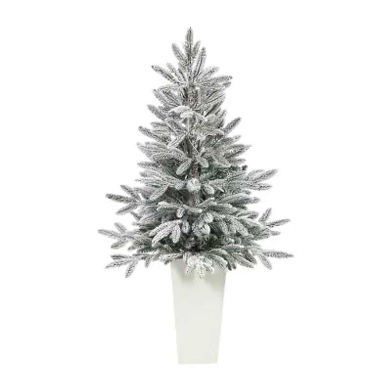 Nearly Natural Flocked 4 Foot Pre-Lit Spruce Christmas Tree