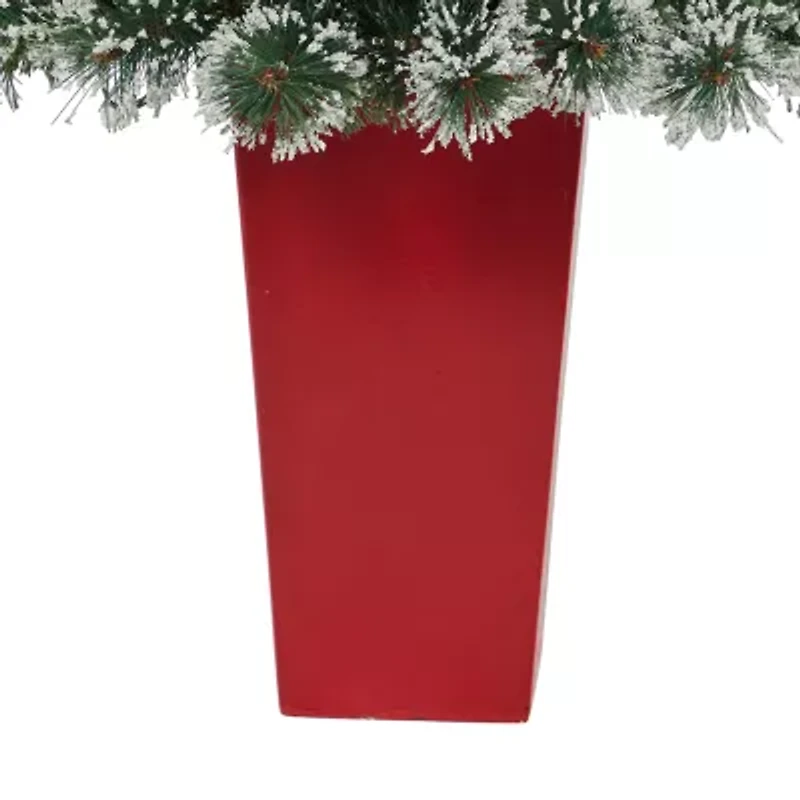 Nearly Natural Frosted Swiss Faux 4 Foot Pre-Lit Pine Christmas Tree