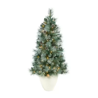 Nearly Natural Frosted Tip 4 Foot Pre-Lit Pine Christmas Tree