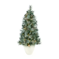 Nearly Natural Frosted Tip 4 Foot Pre-Lit Pine Christmas Tree