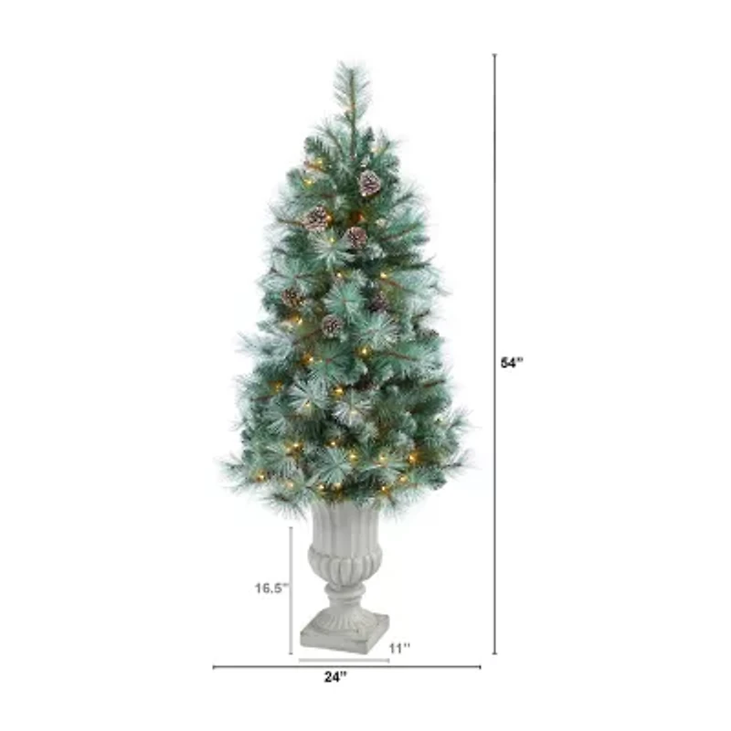 Nearly Natural Frosted Mountain 4 1/2 Foot Pre-Lit Pine Christmas Tree