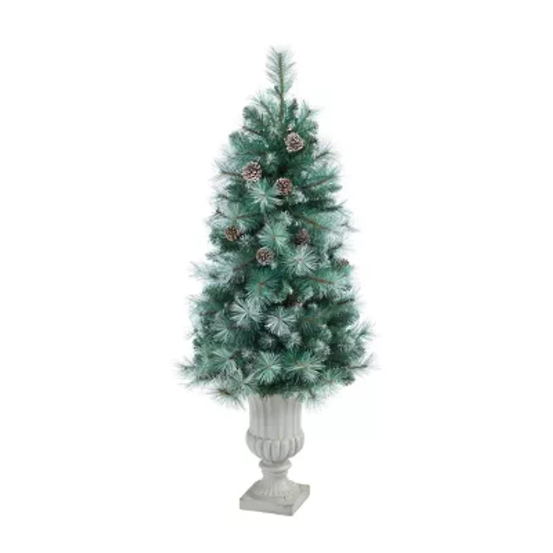 Nearly Natural Frosted Mountain 4 1/2 Foot Pre-Lit Pine Christmas Tree