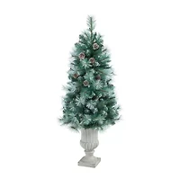 Nearly Natural Frosted Mountain 4 1/2 Foot Pre-Lit Pine Christmas Tree