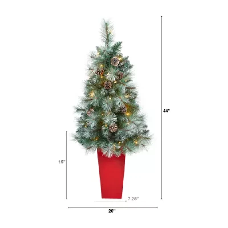 Nearly Natural Frosted Tip 4 Foot Pre-Lit Pine Christmas Tree