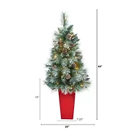 Nearly Natural Frosted Tip 4 Foot Pre-Lit Pine Christmas Tree