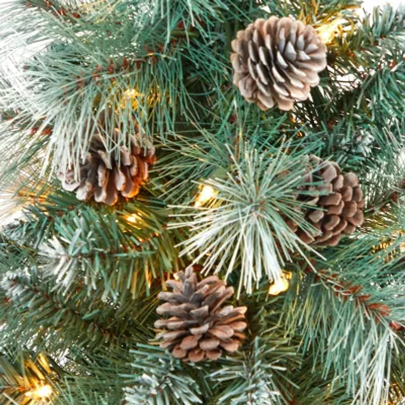 Nearly Natural Frosted Tip 4 Foot Pre-Lit Pine Christmas Tree