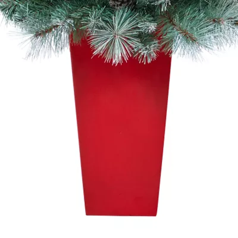 Nearly Natural Frosted Tip 4 Foot Pre-Lit Pine Christmas Tree