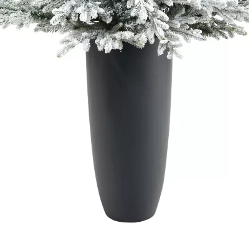 Nearly Natural Flocked Fraser 5 Foot Pre-Lit Fir Christmas Tree