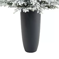 Nearly Natural Flocked Fraser 5 Foot Pre-Lit Fir Christmas Tree