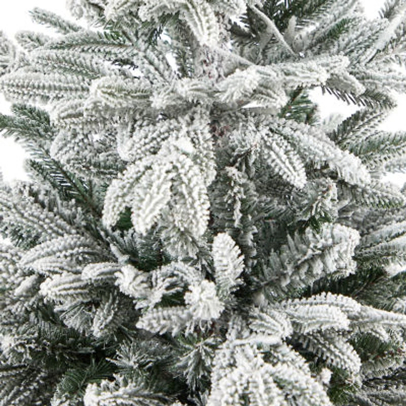 Nearly Natural Flocked In Planter 5 Foot Pre-Lit Spruce Christmas Tree