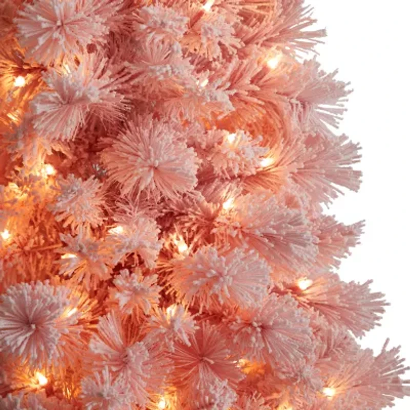 Nearly Natural Pink Faux 7 Foot Pre-Lit Christmas Tree