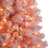 Nearly Natural Pink Faux 7 Foot Pre-Lit Christmas Tree