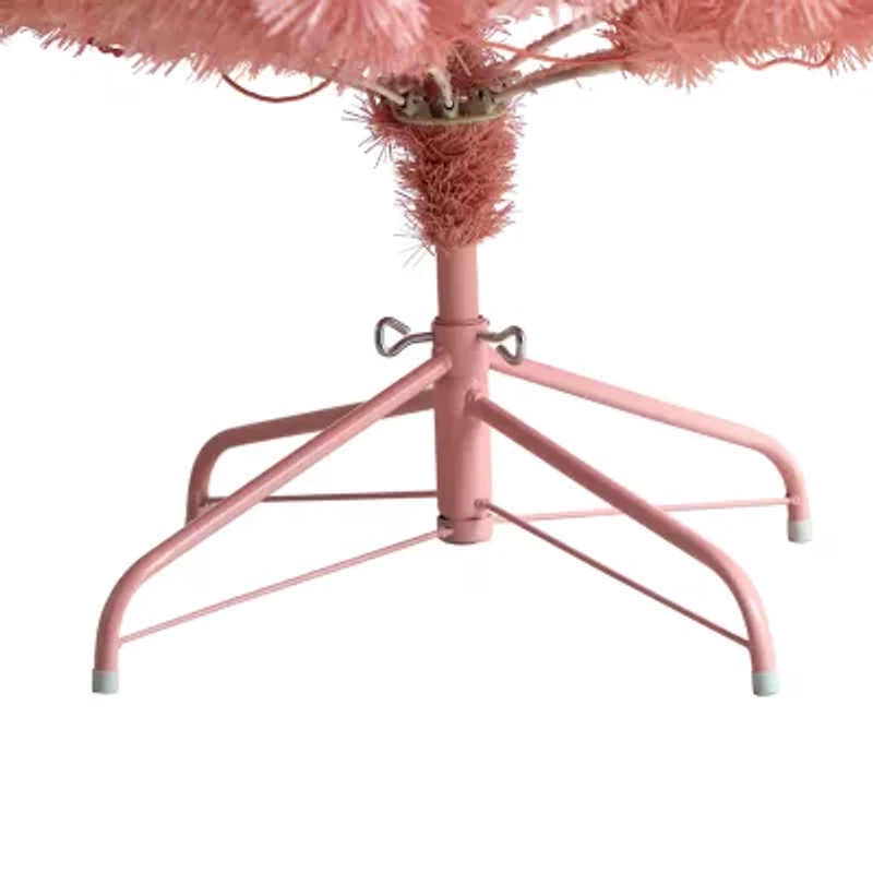 Nearly Natural Pink Faux 7 Foot Pre-Lit Christmas Tree