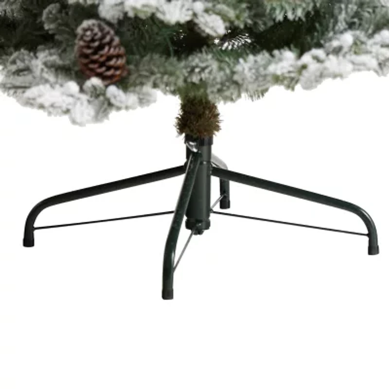 Nearly Natural Flocked Faux 7 1/2 Foot Pre-Lit Christmas Tree