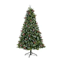 Nearly Natural Snow Faux 7 1/2 Foot Pre-Lit Spruce Christmas Tree