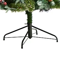 Nearly Natural Snow Faux 7 1/2 Foot Pre-Lit Spruce Christmas Tree