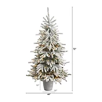 Nearly Natural Flocke Faux 6 Foot Pre-Lit Pine Christmas Tree