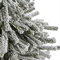 Nearly Natural Flocke Faux 6 Foot Pre-Lit Pine Christmas Tree