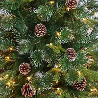 Nearly Natural Snowed Tipped Faux 5 Foot Pre-Lit Pine Christmas Tree