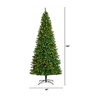 Nearly Natural Green Valley Faux 9 Foot Pre-Lit Fir Christmas Tree
