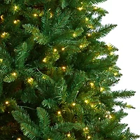 Nearly Natural Green Valley Faux 9 Foot Pre-Lit Fir Christmas Tree