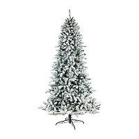 Nearly Natural Flocked Faux 8 Foot Pre-Lit Fir Christmas Tree