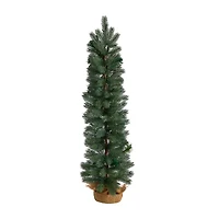 Nearly Natural Faux Burlap 3 Foot Pre-Lit Pine Christmas Tree