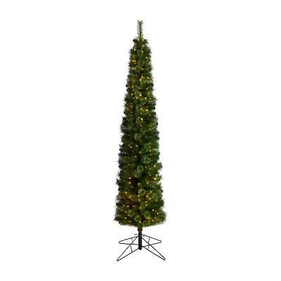 Nearly Natural Pencil Faux 8 Foot Pre-Lit Christmas Tree