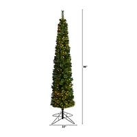 Nearly Natural Pencil Faux 8 Foot Pre-Lit Christmas Tree