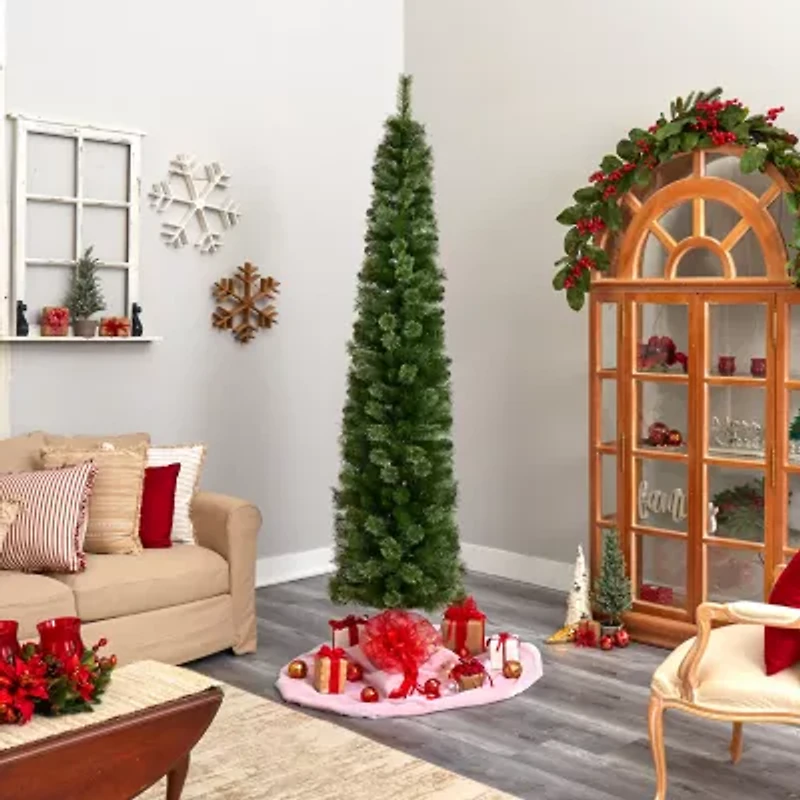 Nearly Natural Pencil Faux 8 Foot Pre-Lit Christmas Tree