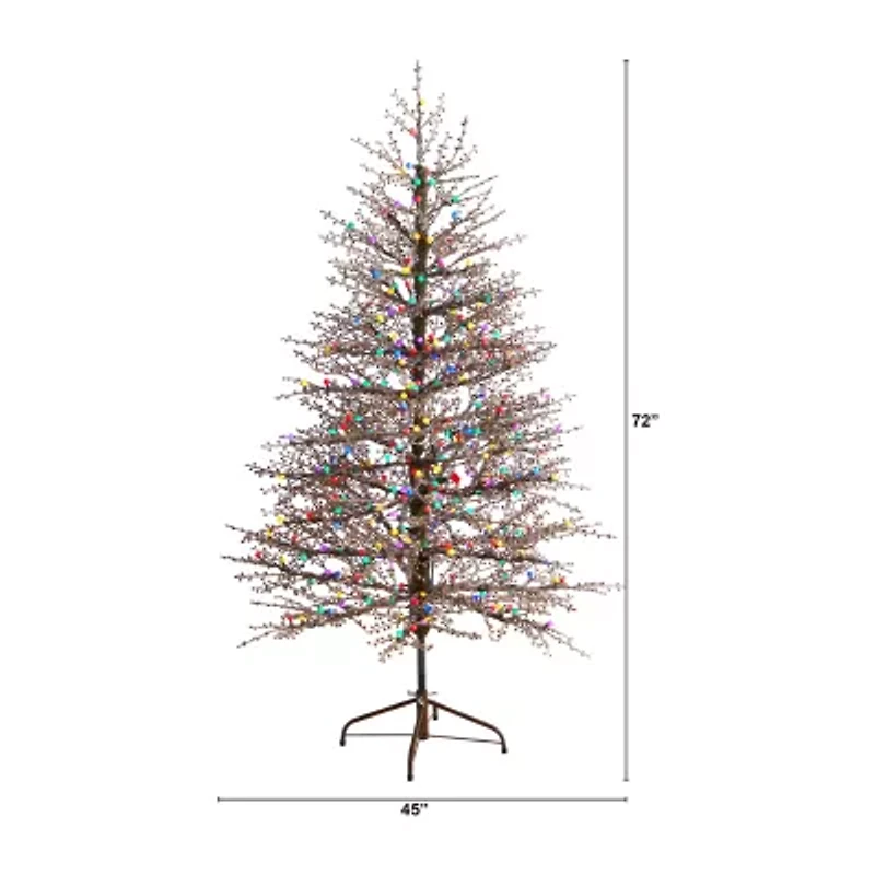 Nearly Natural Frosted Berry Twig Faux Foot Pre-Lit Christmas Tree