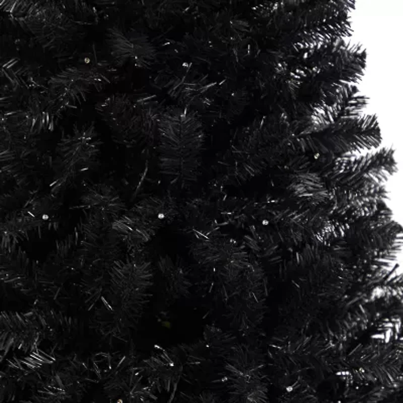 Nearly Natural Black Faux Foot Pre-Lit Christmas Tree